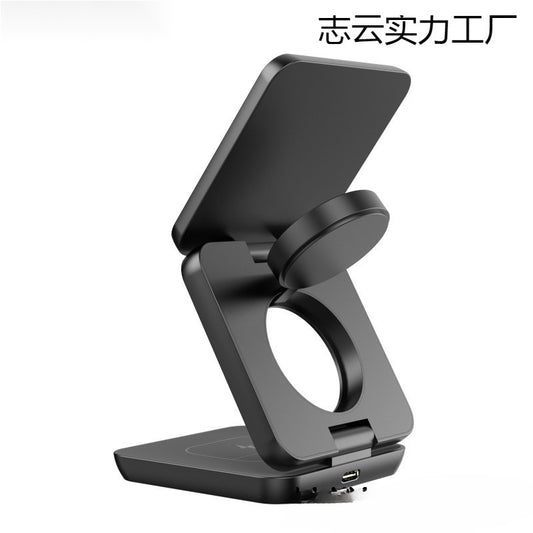 3-in-1 folding wireless charger mobile phone stand quick charge for  suction charge